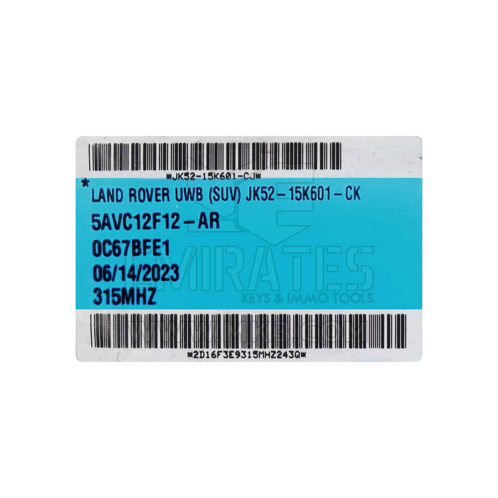 Novo Range Rover Land Rover 2019-2024 Chave Remota Inteligente Genuína 4+1 Botões 315 MHz Número da Peça OEM: JK52-15K601-CK / LR116873 | Chaves Emirates