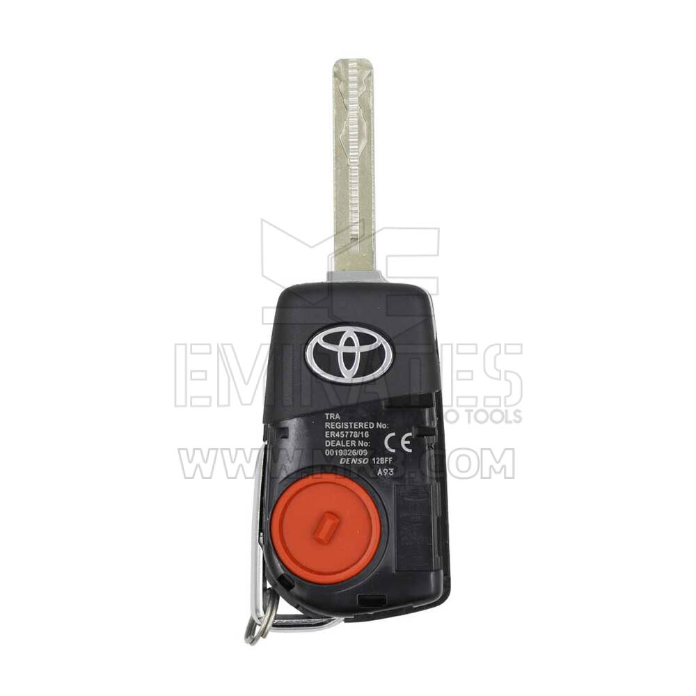 Used Reusable Toyota Camry 2018 Genuine/OEM Flip Remote Key 3+1 Buttons 433MHz OEM Part Number: 89070-33F20 / 89070-33F21 , FCC ID: HYQ12BGF | Emirates Keys