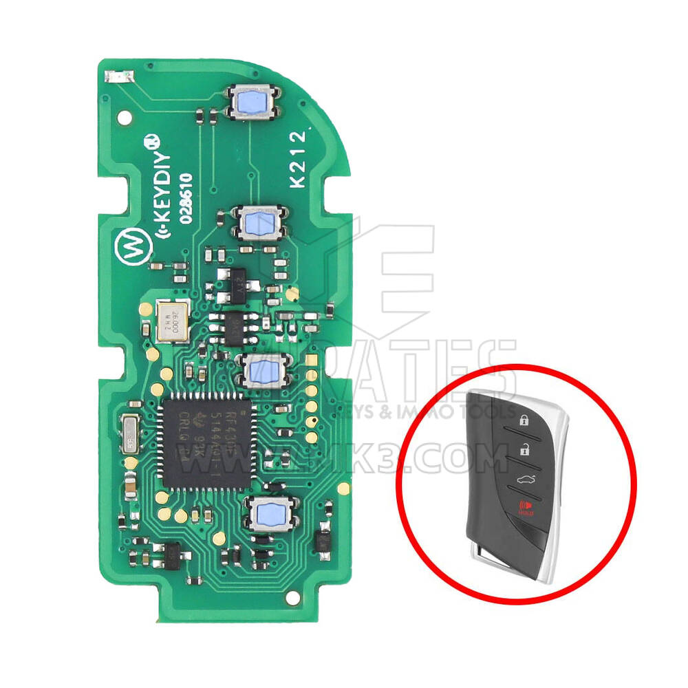 KeyDiy KD TB02-4 Toyota Lexus Universal Smart Key PCB 4 Buttons With 8A Transponder