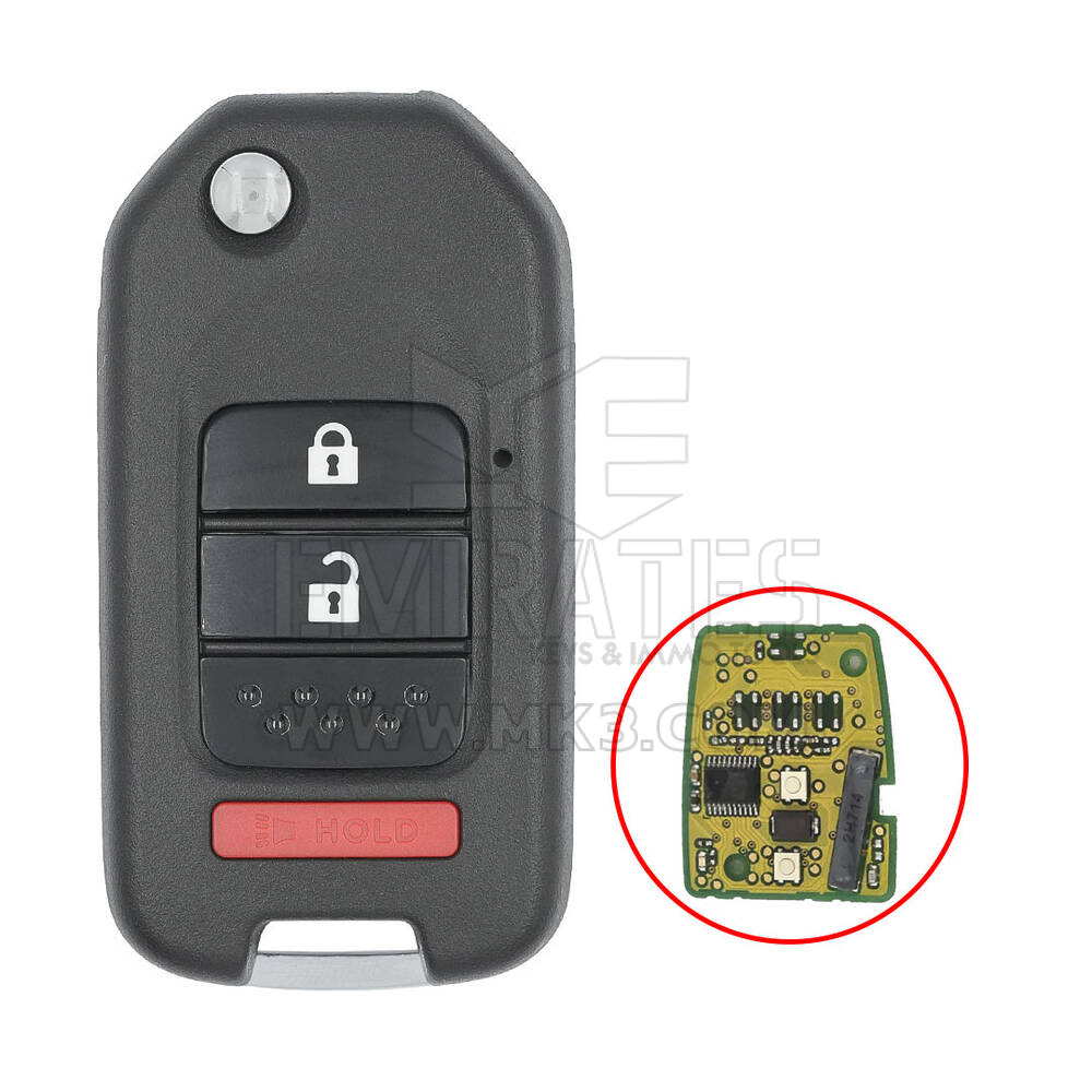 Carcasa de llave remota plegable modificada Honda con 2+1 botones