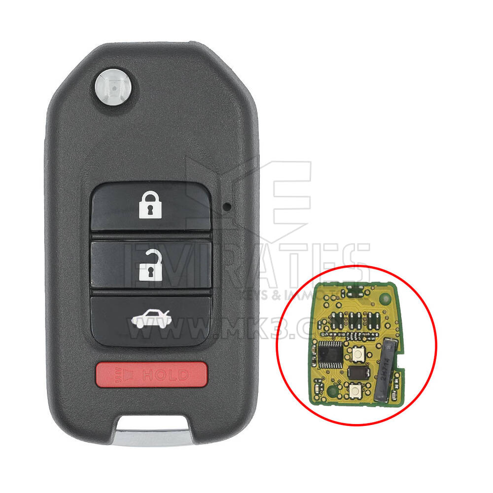 Carcasa de llave remota plegable modificada Honda con 3+1 botones