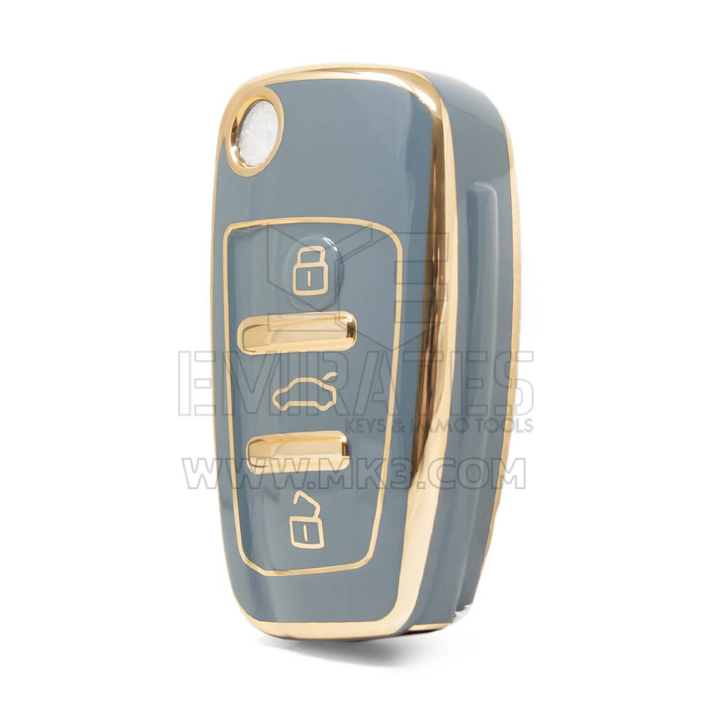 Capa Nano de alta qualidade para Audi Flip Remote Key 3 botões cor cinza Audi-C11J