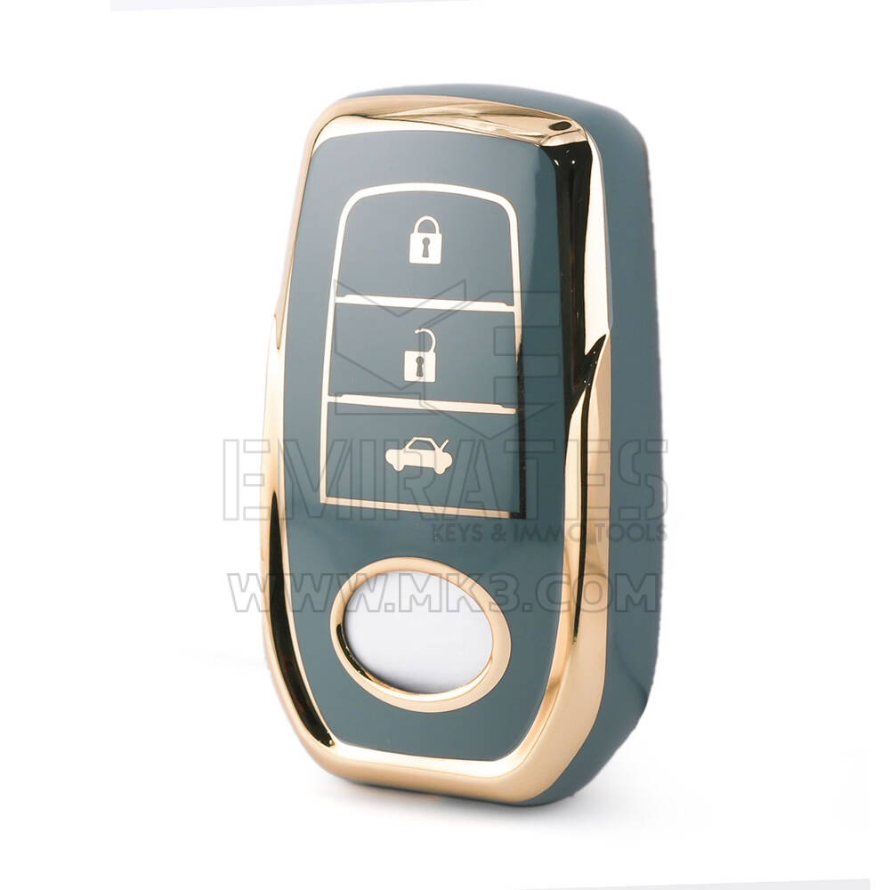 Funda Nano de alta calidad para llave remota de Toyota, 3 botones, Color gris, TYT-A11J3