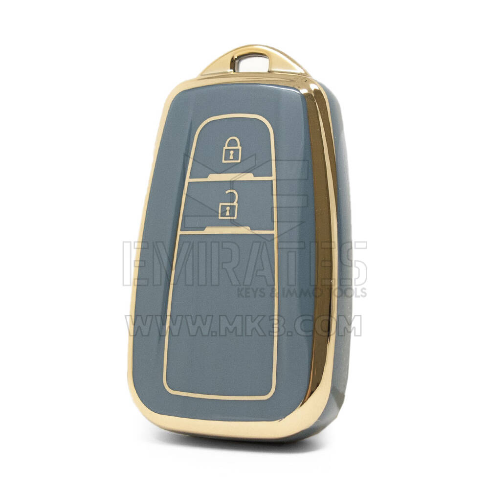 Funda Nano de alta calidad para llave remota Toyota Prius C-RH Prado, 2 botones, TYT-B11J2 de Color gris