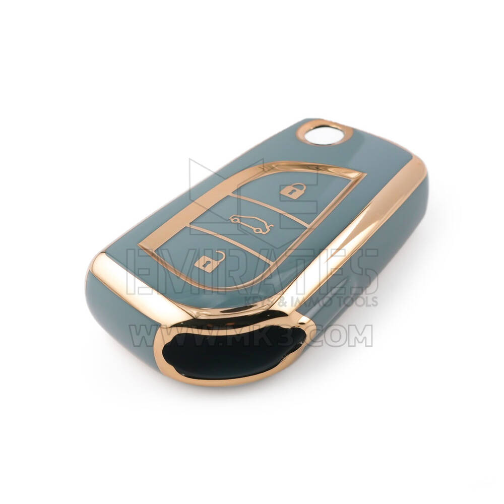 Nueva cubierta Nano de alta calidad del mercado de accesorios para llave remota abatible de Toyota 3 botones Color gris TYT-C11J3 | Cayos de los Emiratos