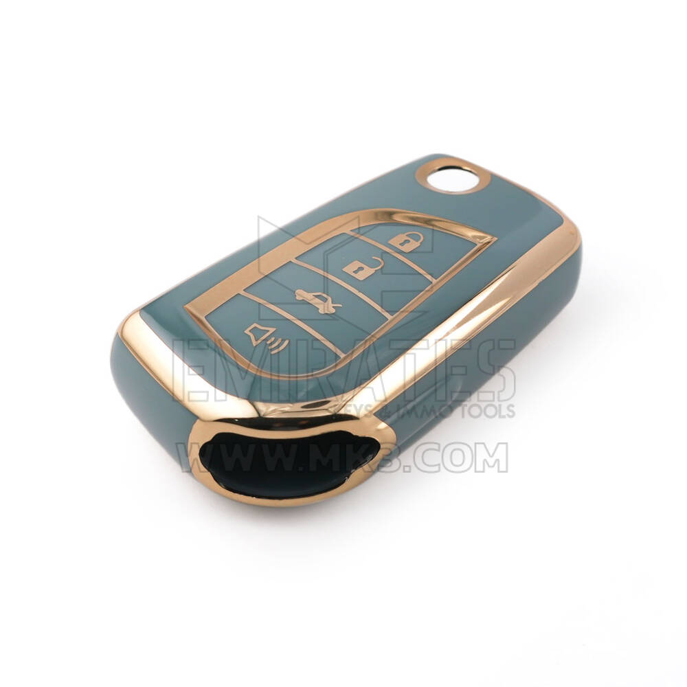 Nueva cubierta Nano de alta calidad del mercado de accesorios para llave remota abatible de Toyota 3 + 1 botones Color gris TYT-C11J4 | Cayos de los Emiratos