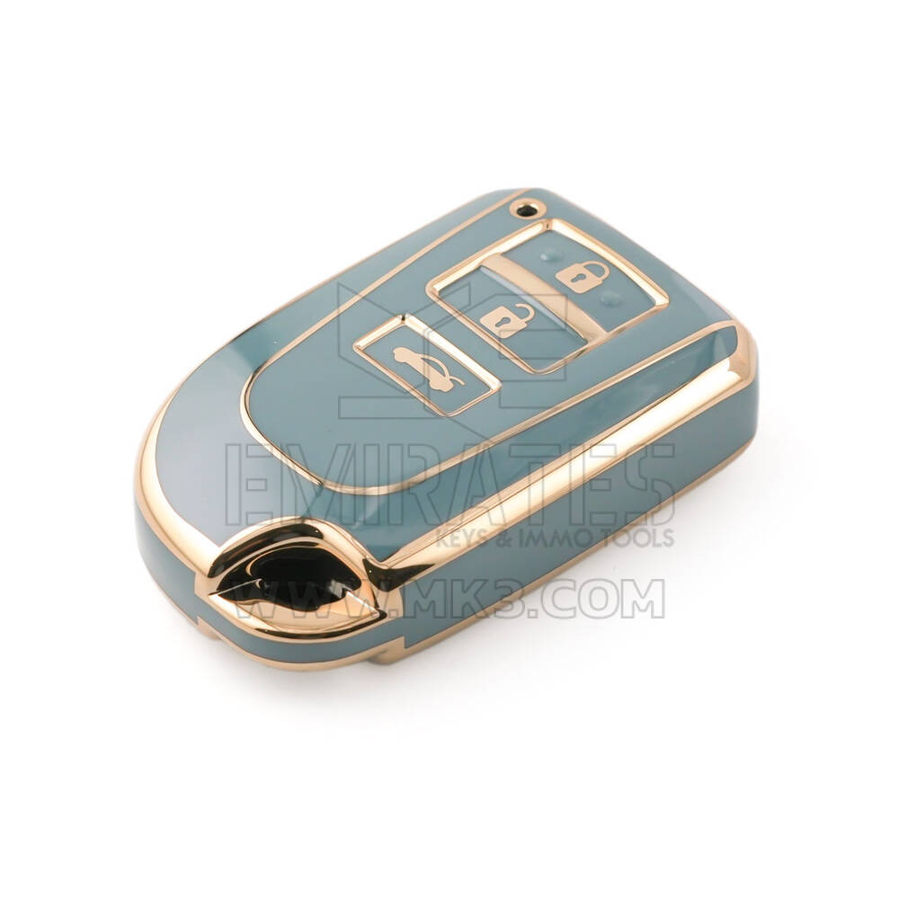 Nueva cubierta Nano de alta calidad del mercado de accesorios para llave remota Toyota Vios Yaris 3 botones Color gris TYT-F11J | Cayos de los Emiratos