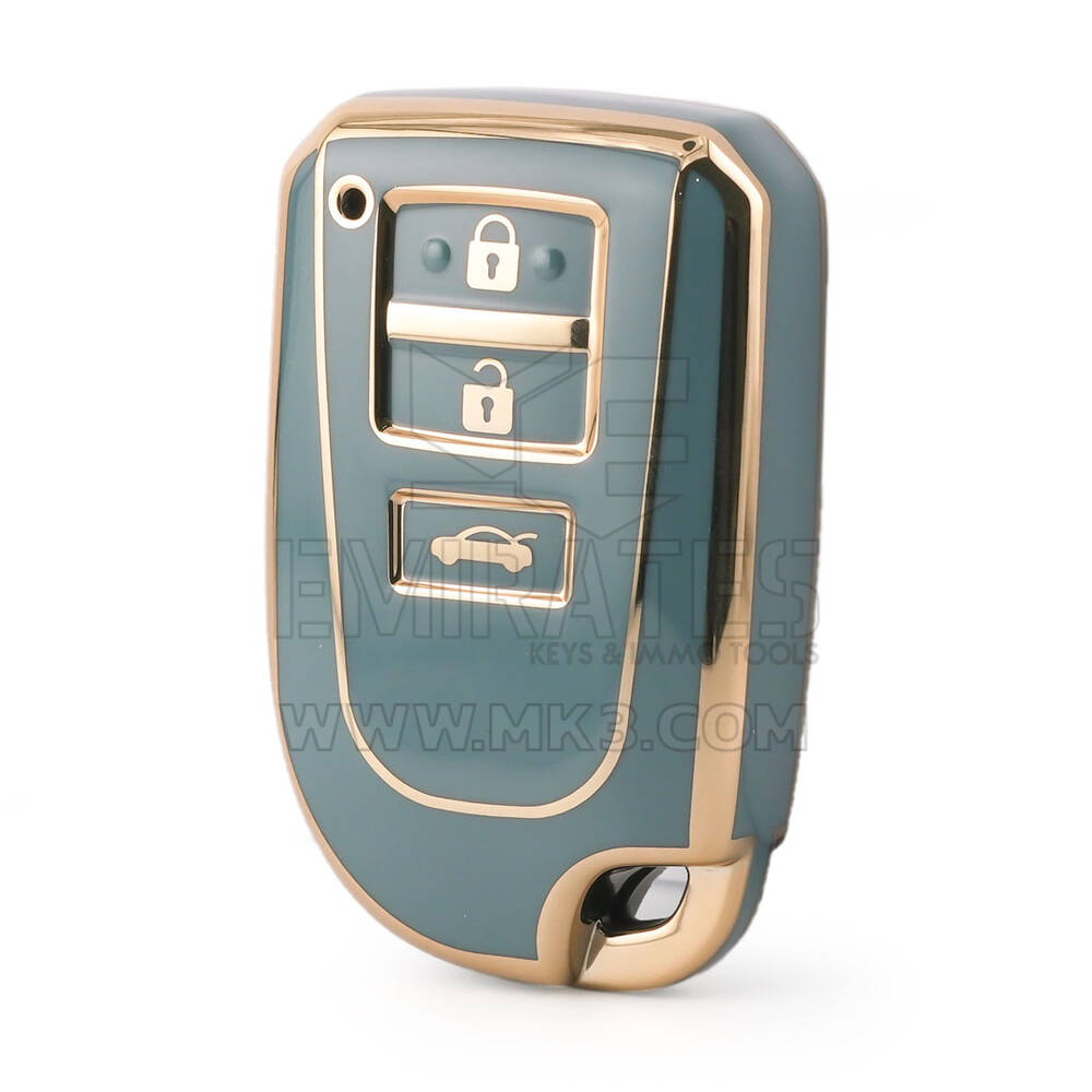 Funda Nano de alta calidad para llave remota Toyota Vios Yaris, 3 botones, Color gris, TYT-F11J