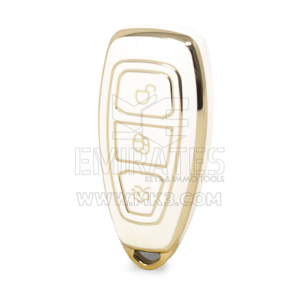 Capa Nano de alta qualidade para chave remota Ford 3 botões cor branca Ford-D11J