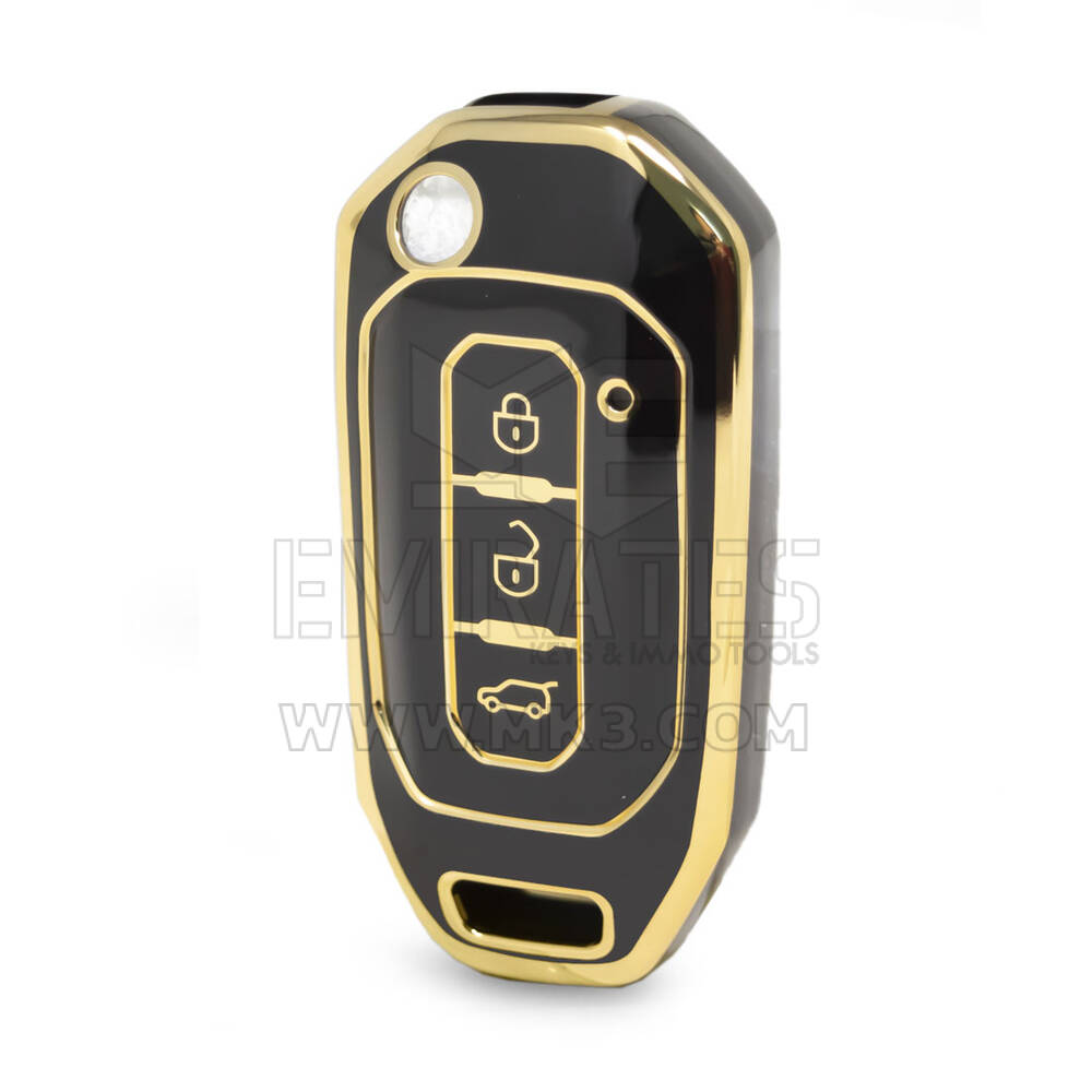 Capa Nano de alta qualidade para Ford Flip Remote Key 3 botões cor preta Ford-I11J