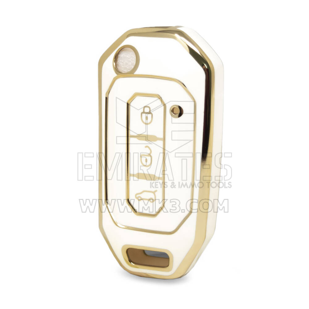 Capa Nano de alta qualidade para Ford Flip Remote Key 3 botões cor branca Ford-I11J