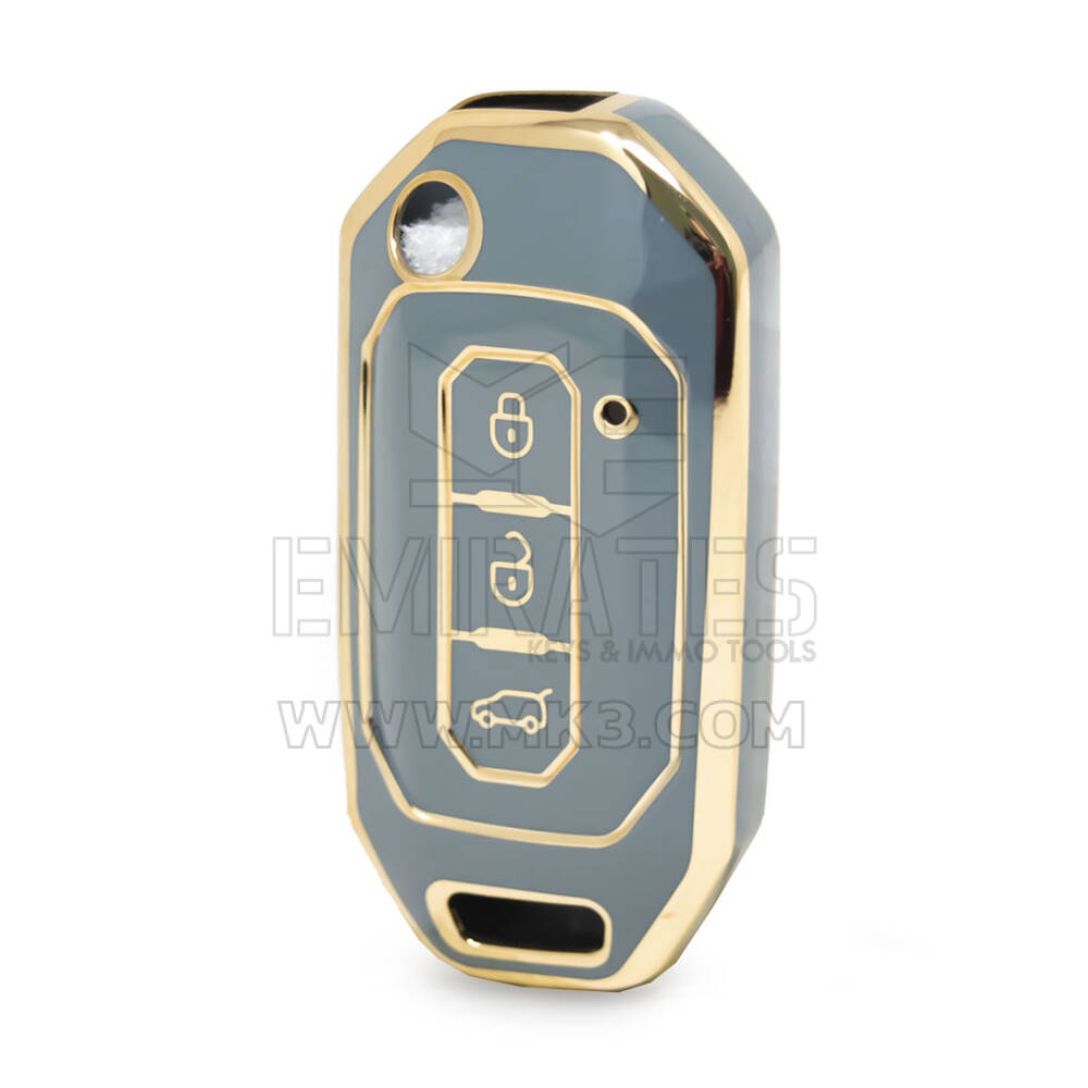 Capa Nano de alta qualidade para Ford Flip Remote Key 3 botões cor cinza Ford-I11J