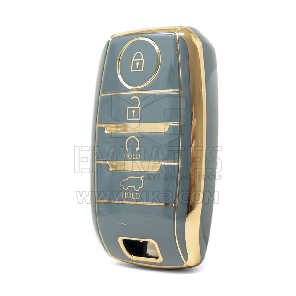 Нано-чехол высокого качества для дистанционного ключа Kia с 4 кнопками серого цвета KIA-D11J4B