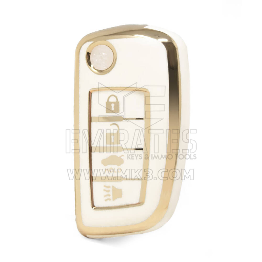 Cover Nano di alta qualità per chiave remota Nissan Flip 4 pulsanti colore bianco NS-B11J4