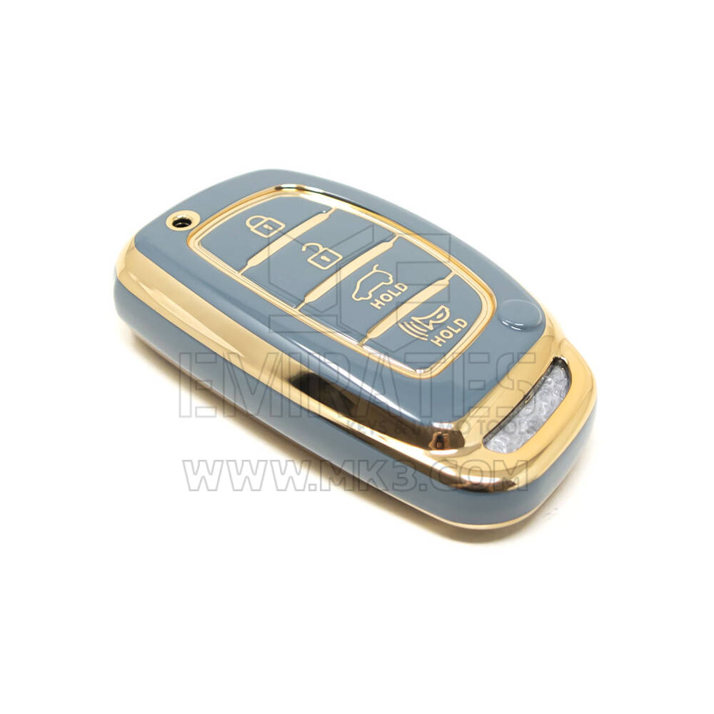 Nueva cubierta Nano de alta calidad del mercado de accesorios para llave remota inteligente Hyundai Tucson, 4 botones, Color gris, HY-A11J4A | Cayos de los Emiratos