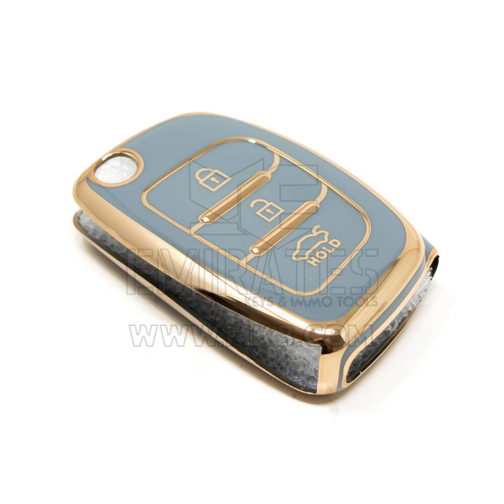 Nueva funda Nano de alta calidad para llave remota Hyundai Flip, 3 botones, Color gris, HY-B11J3A | Cayos de los Emiratos
