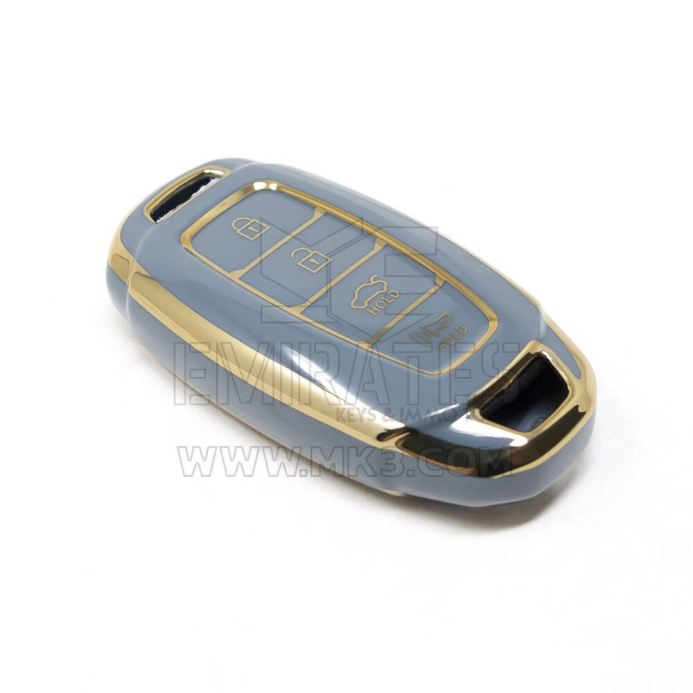 Nueva cubierta Nano de alta calidad del mercado de accesorios para llave remota Hyundai, 4 botones, Color gris, HY-D11J4A | Cayos de los Emiratos