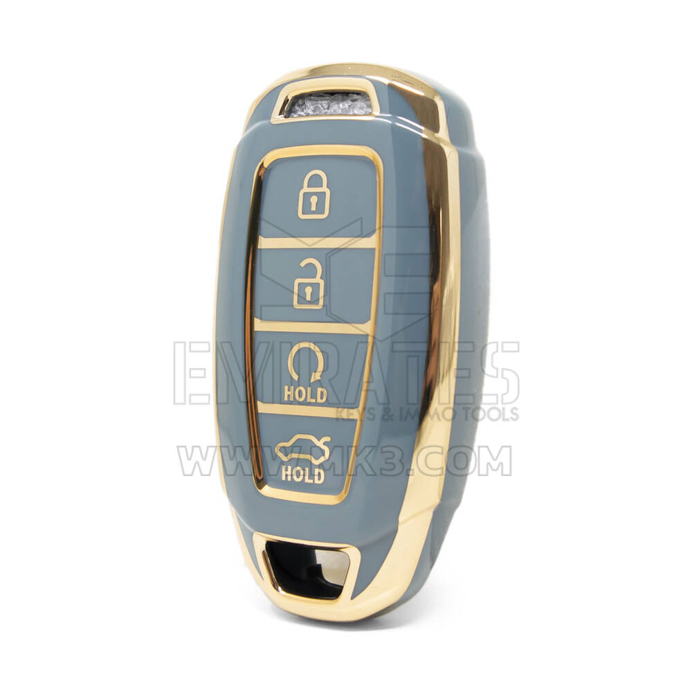 Funda Nano de alta calidad para llave remota Hyundai Kona, 4 botones, Color gris, HY-D11J4B