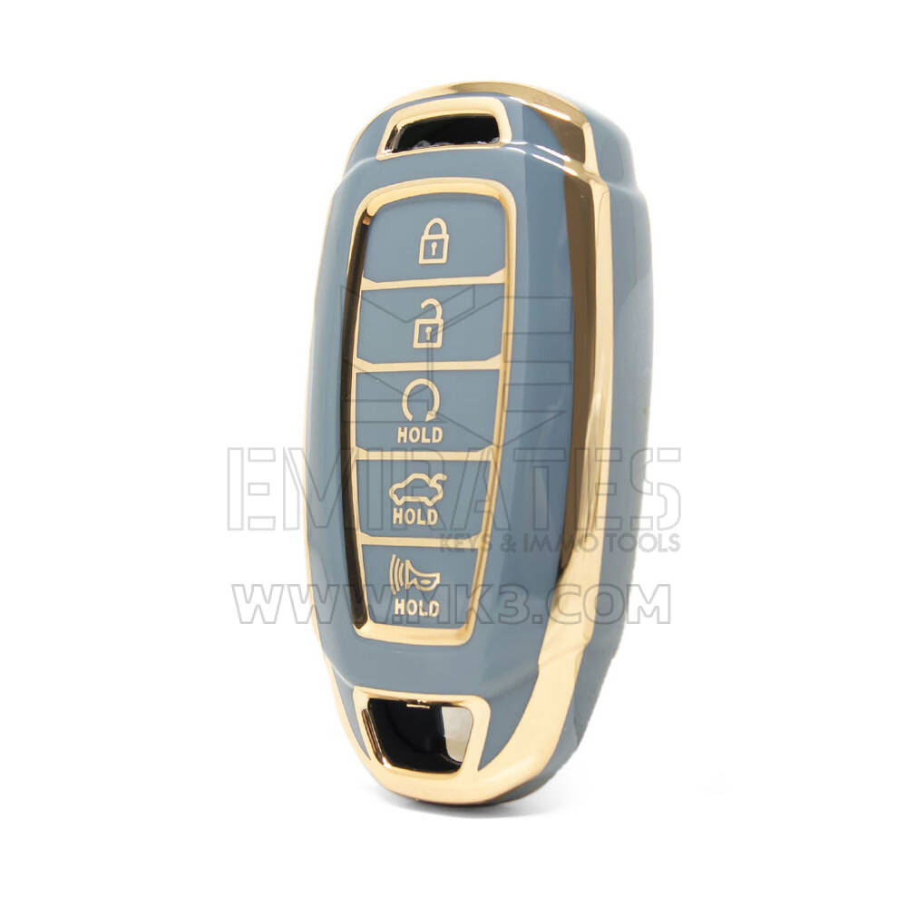 Funda Nano de alta calidad para llave remota Hyundai, 4 + 1 botones, Color gris, HY-D11J5