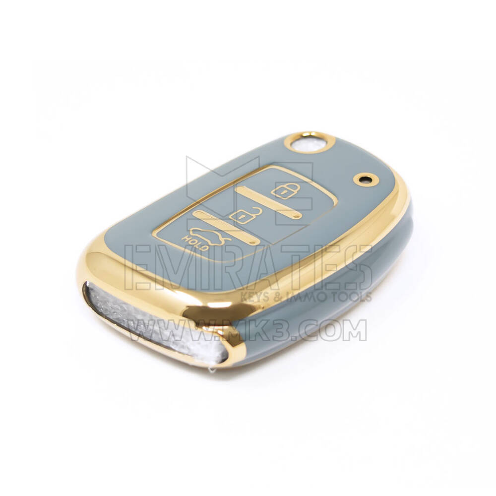 Nueva funda Nano de alta calidad para llave remota Hyundai Flip, 3 botones, Color gris, HY-F11J3A | Cayos de los Emiratos