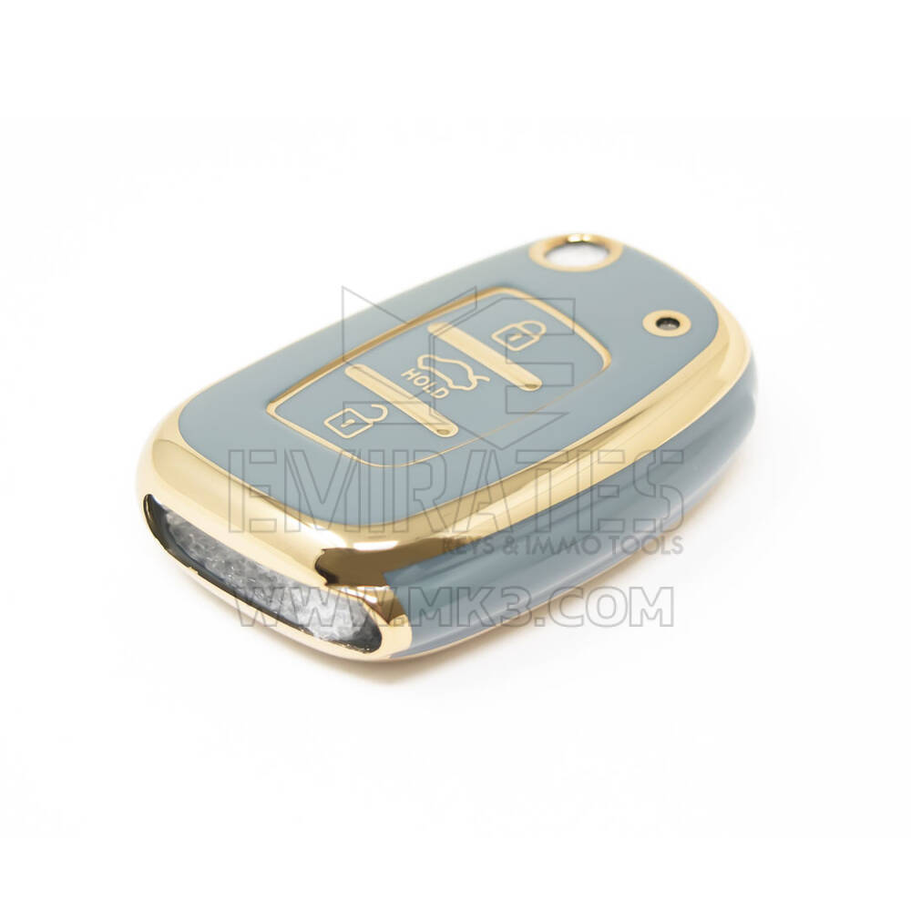 Nueva funda Nano de alta calidad para llave remota Hyundai Flip, 3 botones, Color gris, HY-F11J3B | Cayos de los Emiratos