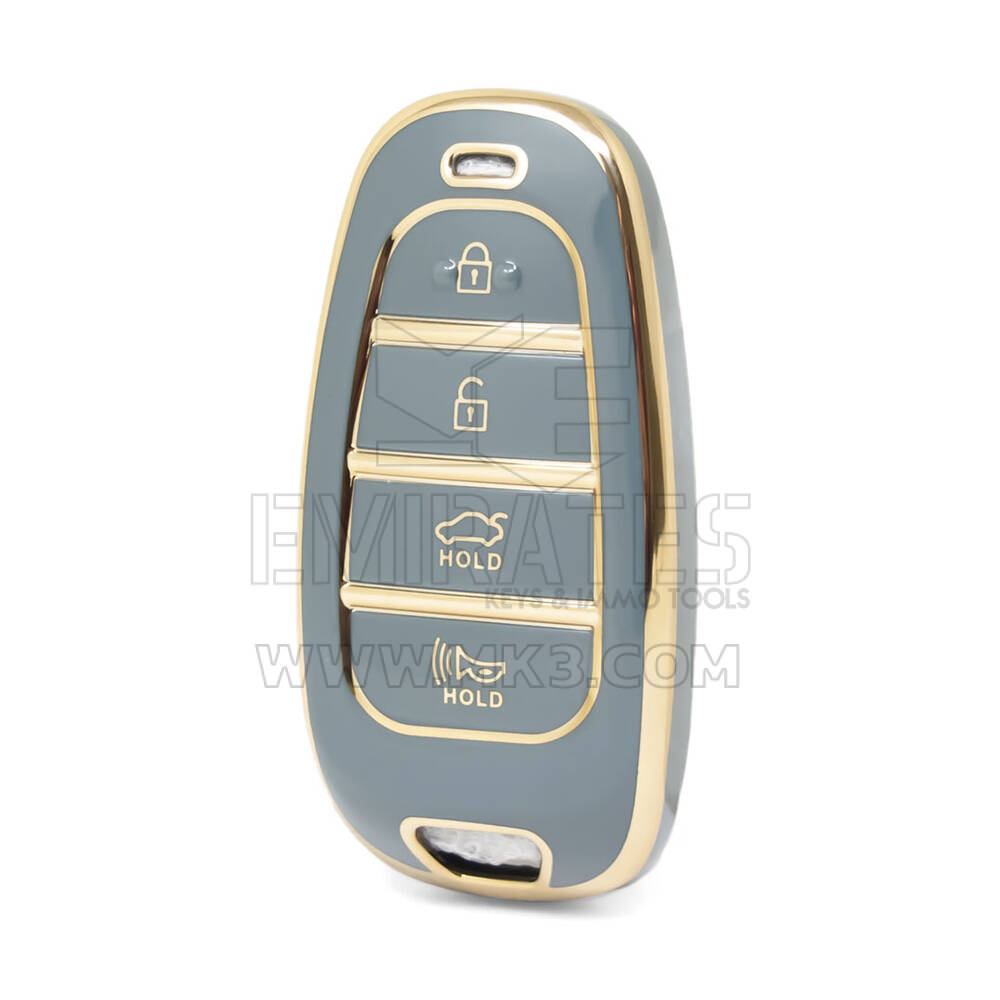 Funda Nano de alta calidad para llave remota Hyundai Sonata, 3 + 1 botones, Color gris, HY-H11J4A