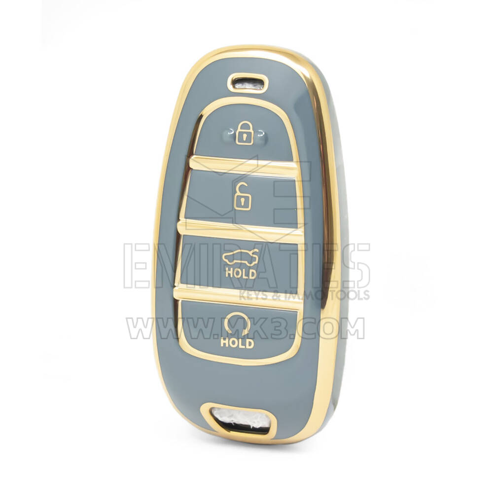 Funda Nano de alta calidad para llave remota Hyundai Sonata, 4 botones, Color gris, HY-H11J4B