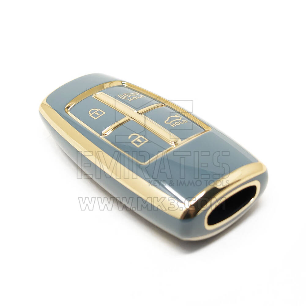 Nueva cubierta Nano de alta calidad del mercado de accesorios para llave remota Hyundai Genesis, 4 botones, Color gris, HY-I11J4B | Cayos de los Emiratos