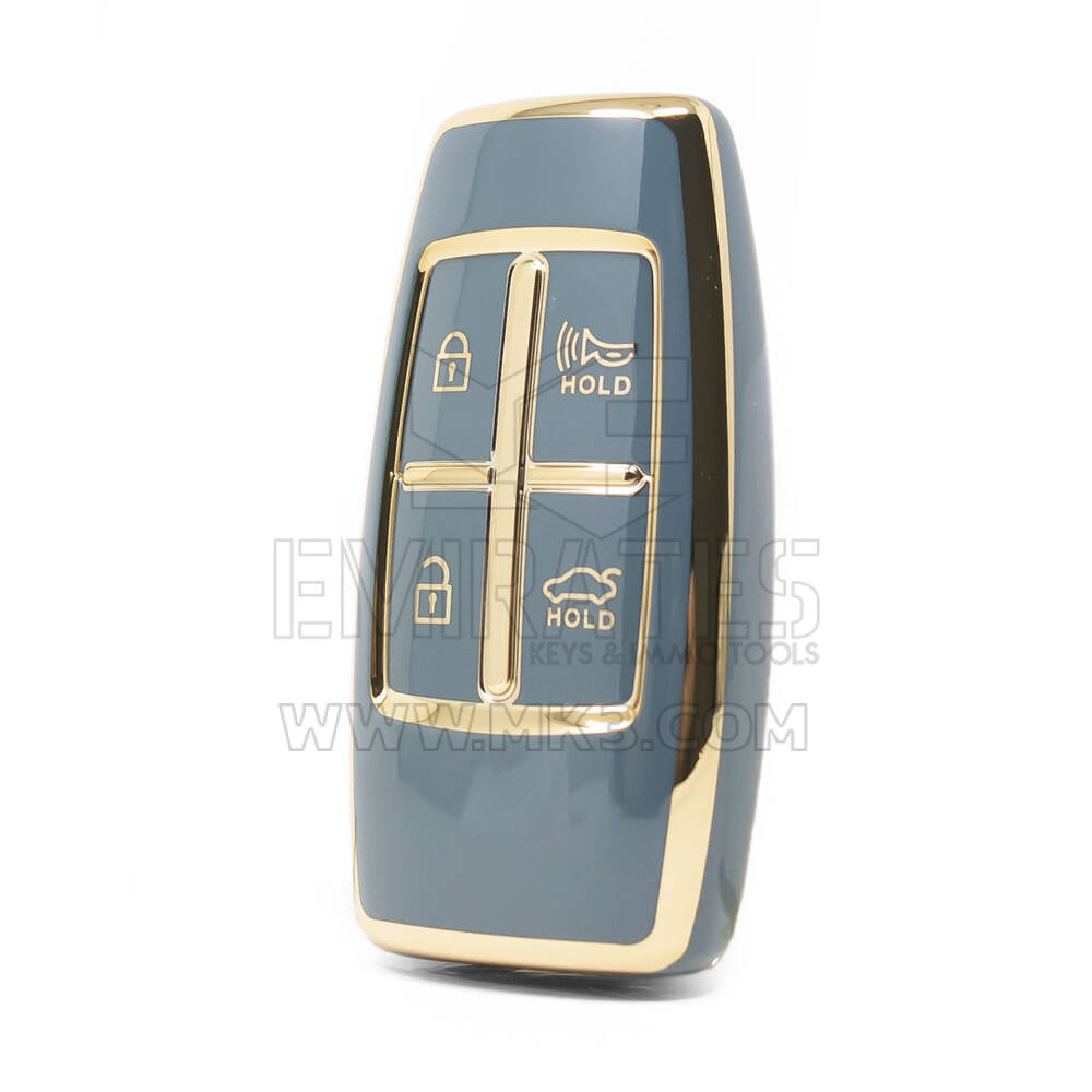 Funda Nano de alta calidad para llave remota Hyundai Genesis, 4 botones, Color gris, HY-I11J4B