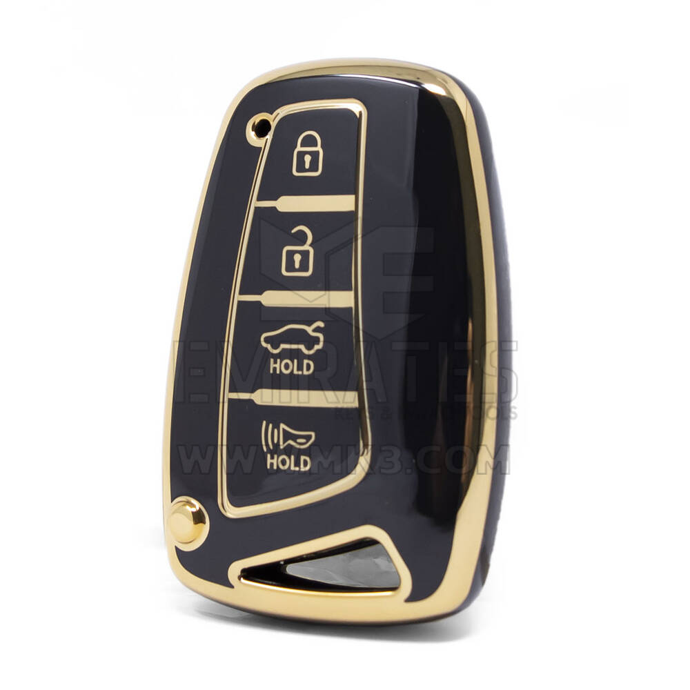 Funda Nano de alta calidad para llave remota Hyundai, 4 botones, Color negro, HY-J11J