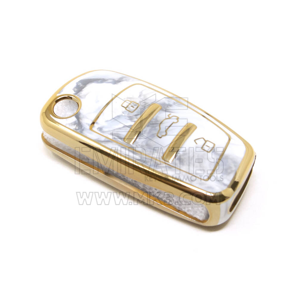 Novo aftermarket nano capa de mármore de alta qualidade para audi flip remoto chave 3 botões cor branca Audi-C12J | Chaves dos Emirados