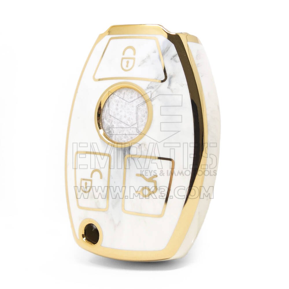 Нано-высококачественная мраморная крышка для дистанционного ключа Mercedes Benz 4 кнопки белого цвета Benz-A12J