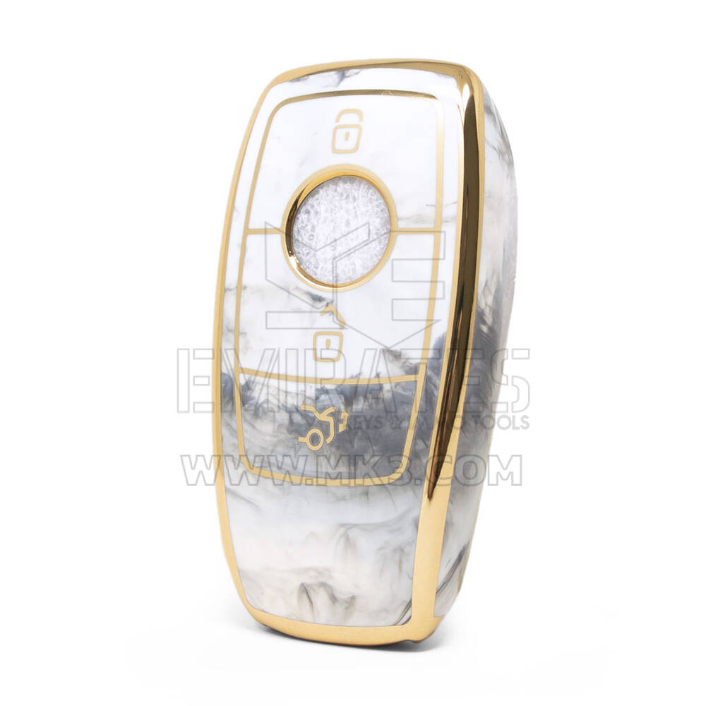 Нано-высокое качество мраморной крышки для дистанционного ключа Mercedes Benz 3 кнопки белого цвета Benz-B12J3