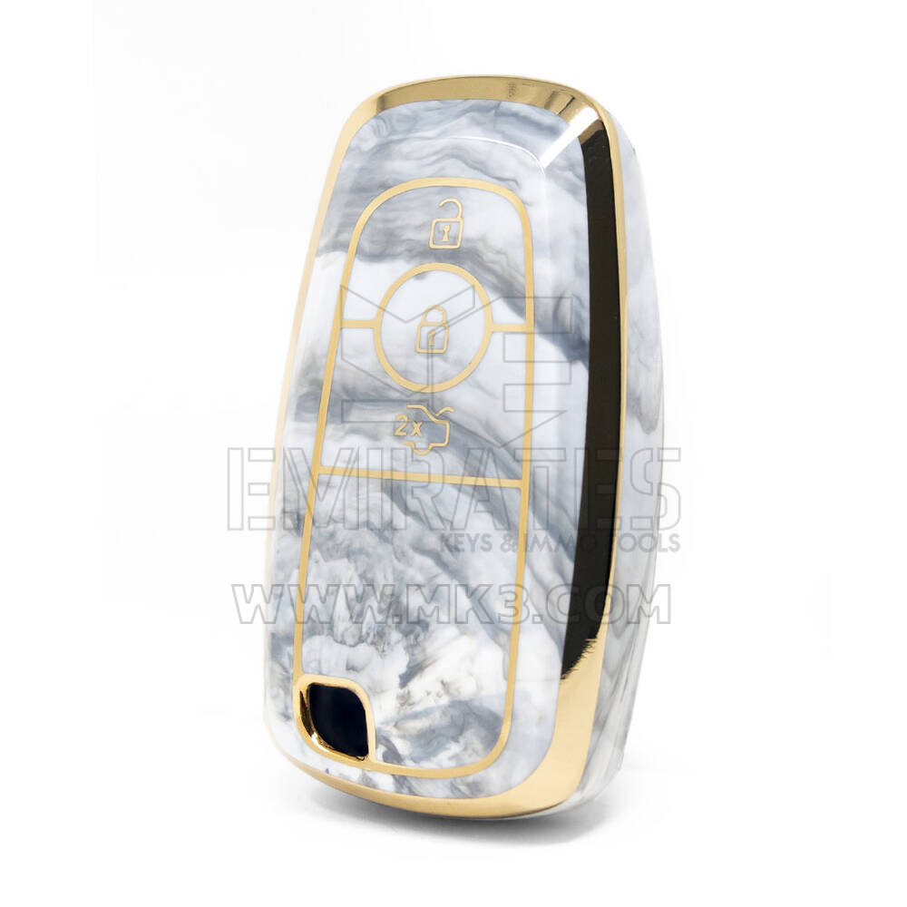Capa de mármore nano de alta qualidade para chave remota Ford 3 botões cor branca Ford-B12J3