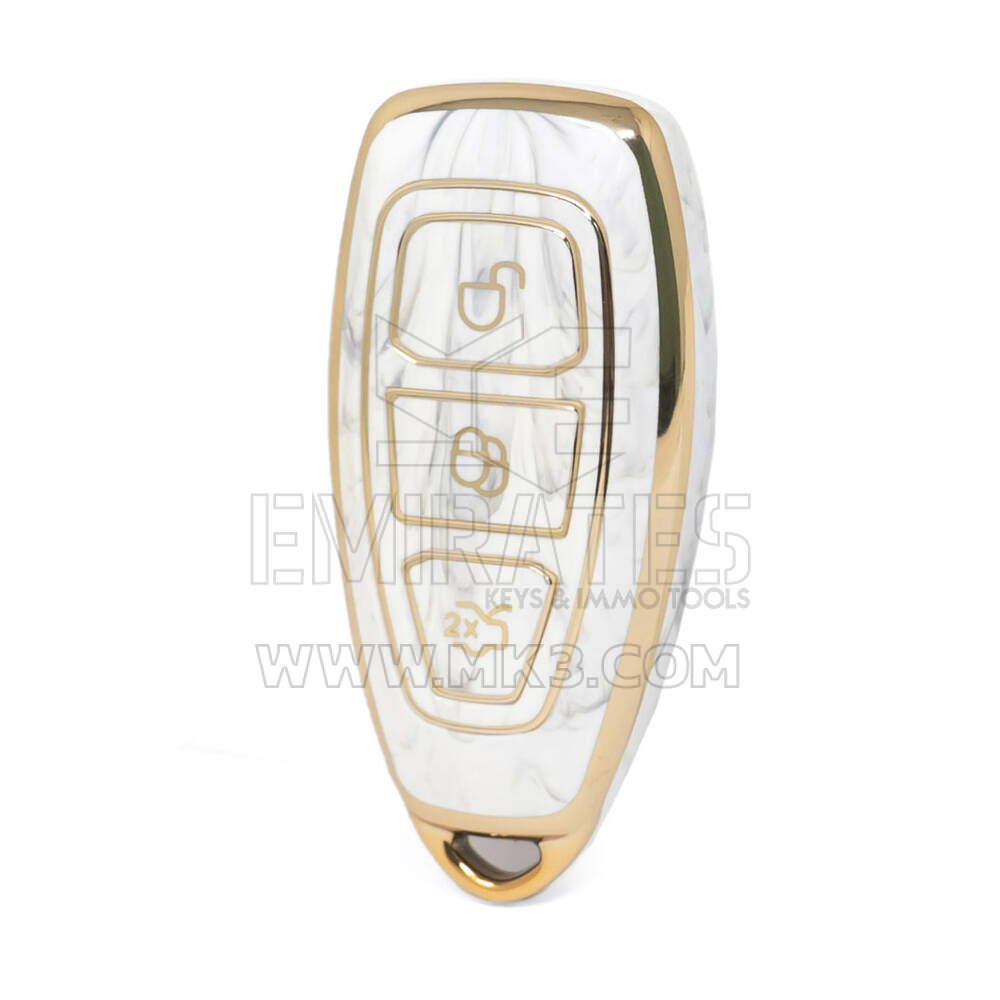 Capa de mármore nano de alta qualidade para chave remota Ford 3 botões cor branca Ford-D12J