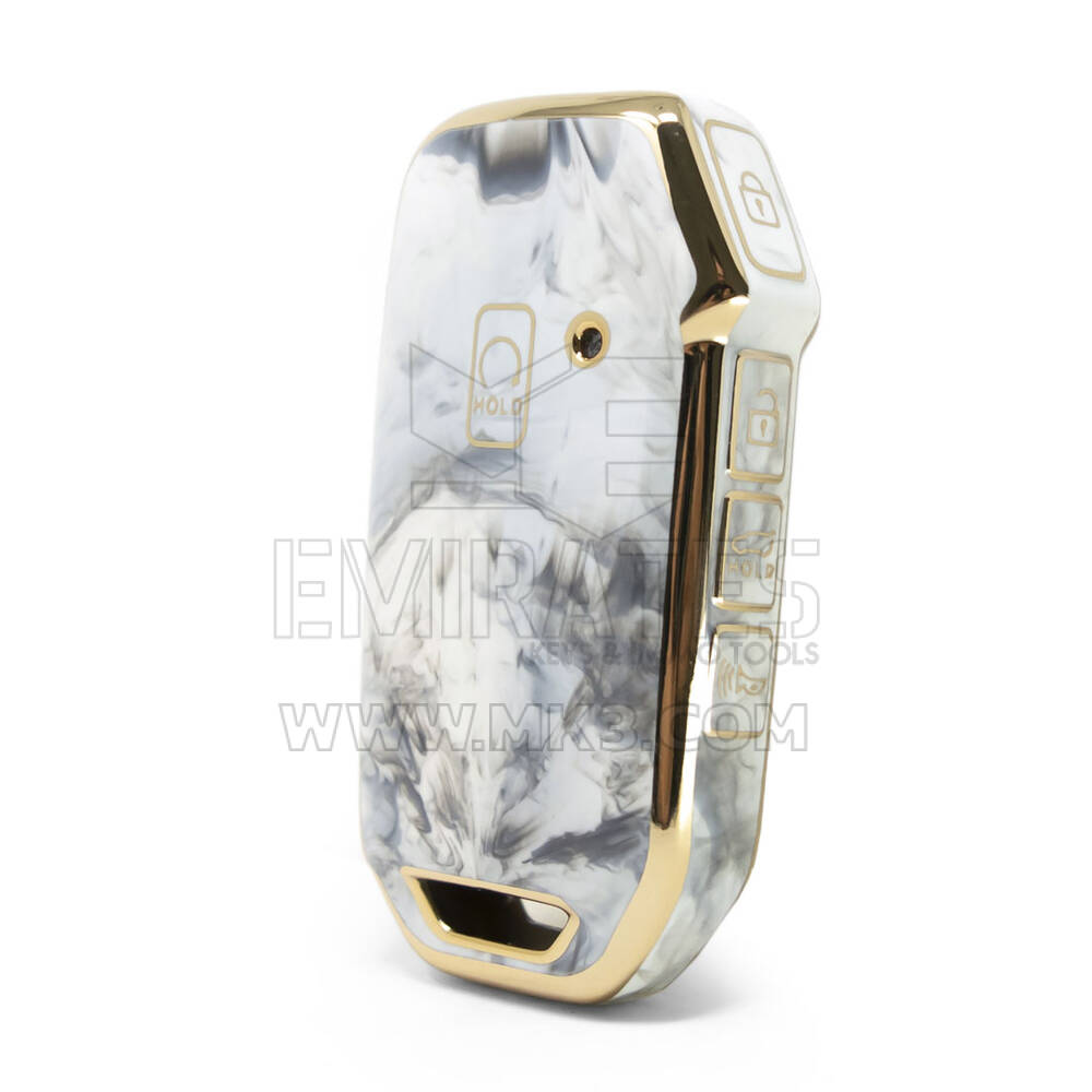Нано-высококачественный мраморный чехол для удаленного ключа Kia с 5 кнопками белого цвета KIA-C12J5
