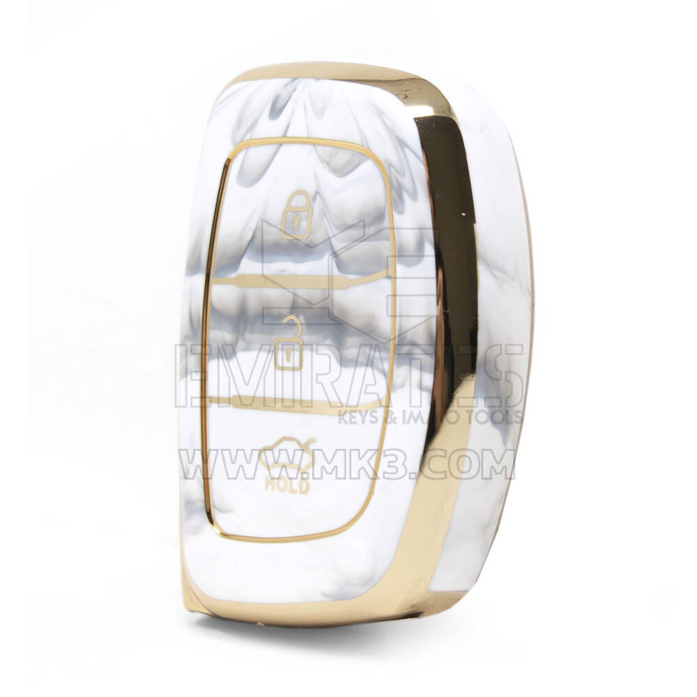 Nano cubierta de mármol de alta calidad para llave remota Hyundai, 3 botones, Color blanco, HY-A12J3A