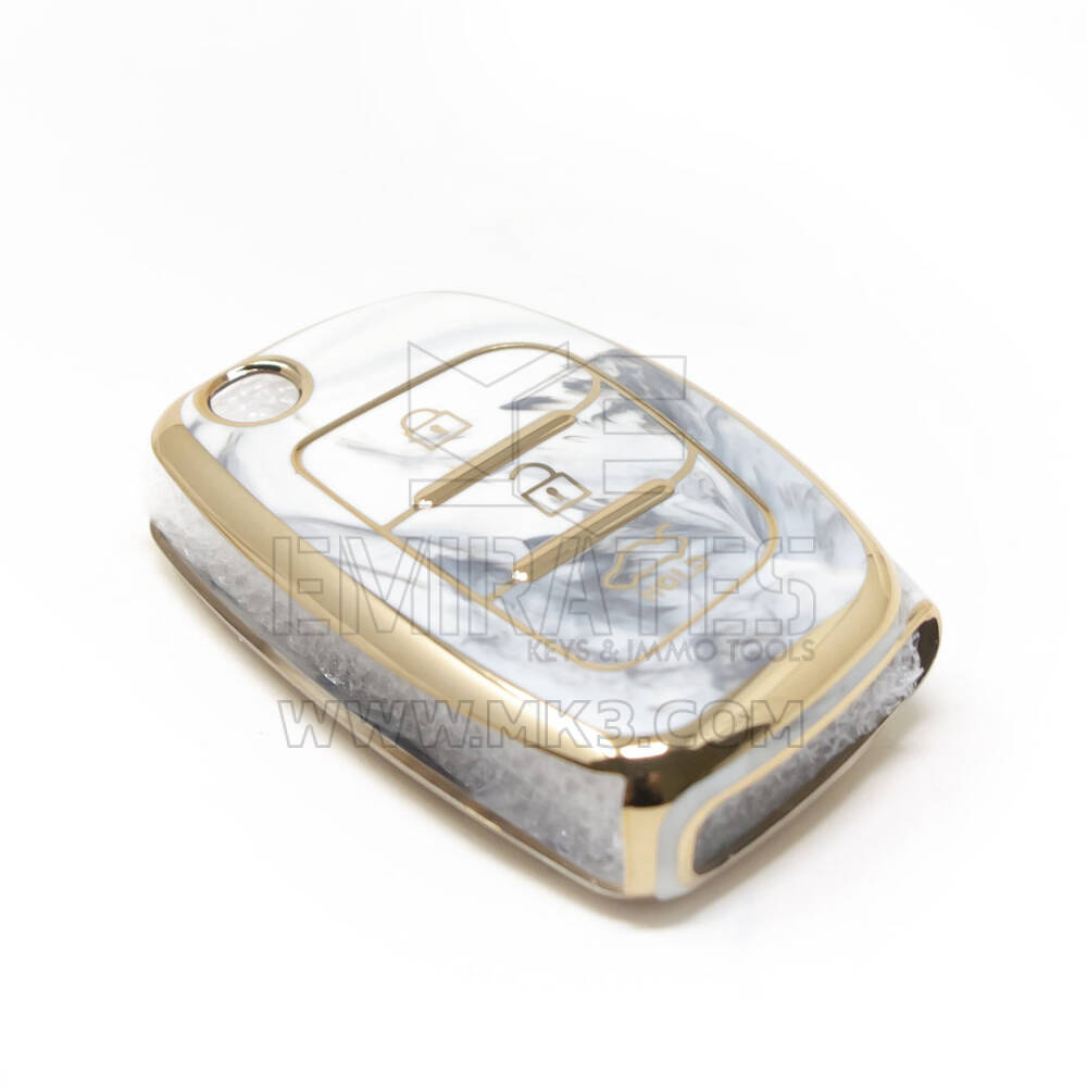 Nueva cubierta de mármol Nano de alta calidad del mercado de accesorios para Hyundai Flip Remote Key 3 botones Color blanco HY-B12J3A | Cayos de los Emiratos