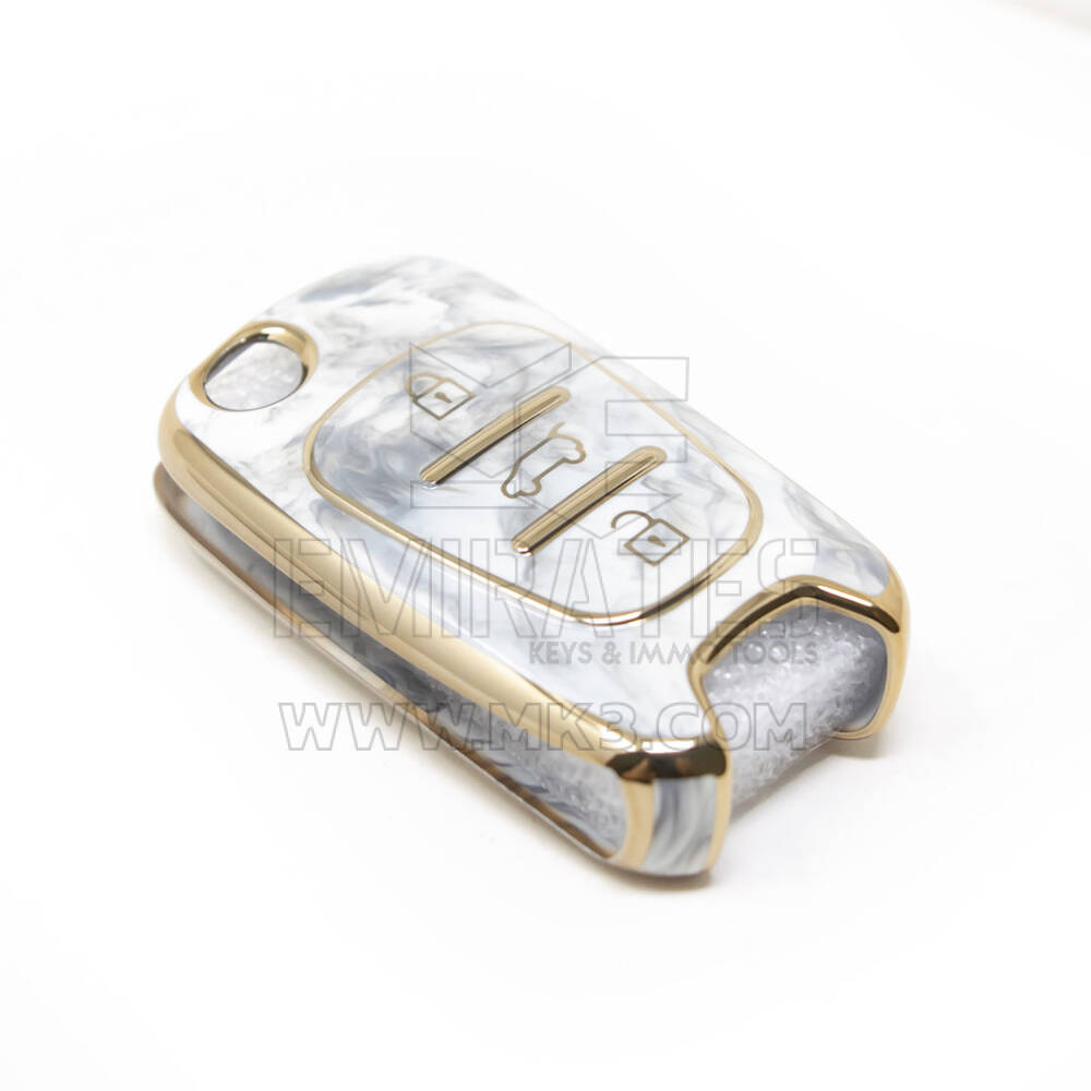 Nueva cubierta de mármol Nano de alta calidad del mercado de accesorios para llave remota abatible Hyundai 2 botones Color blanco HY-C12J | Cayos de los Emiratos
