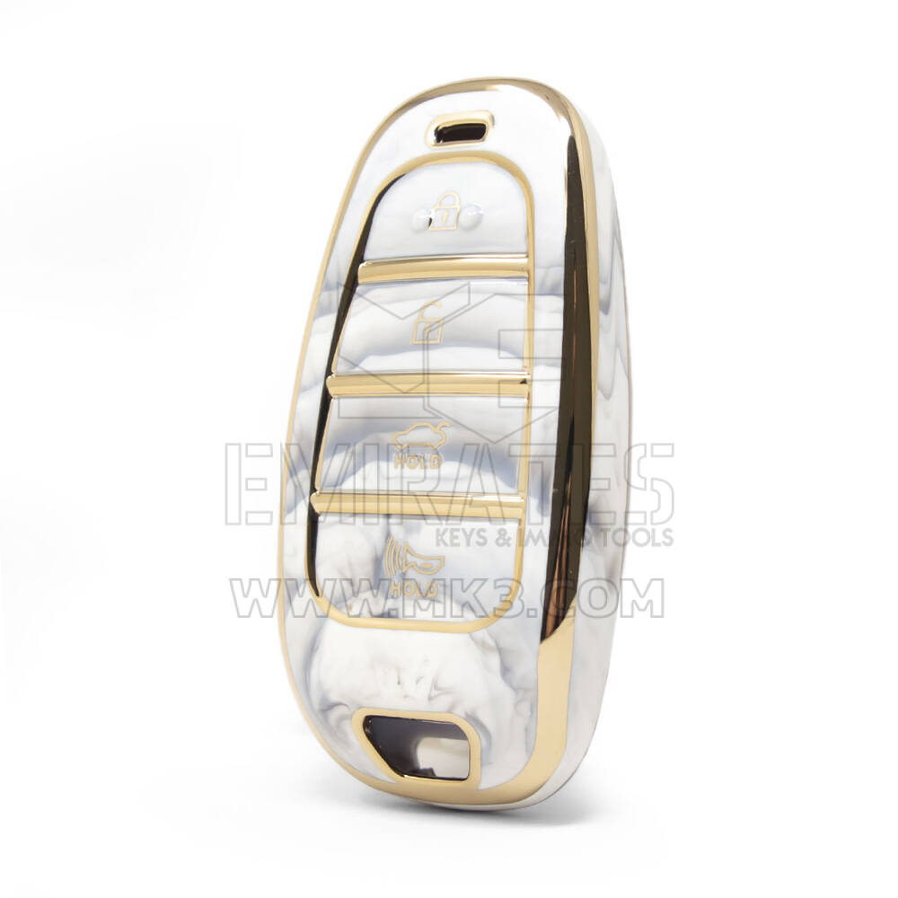 Nano cubierta de mármol de alta calidad para llave remota Hyundai, 4 botones, Color blanco, HY-H12J4A