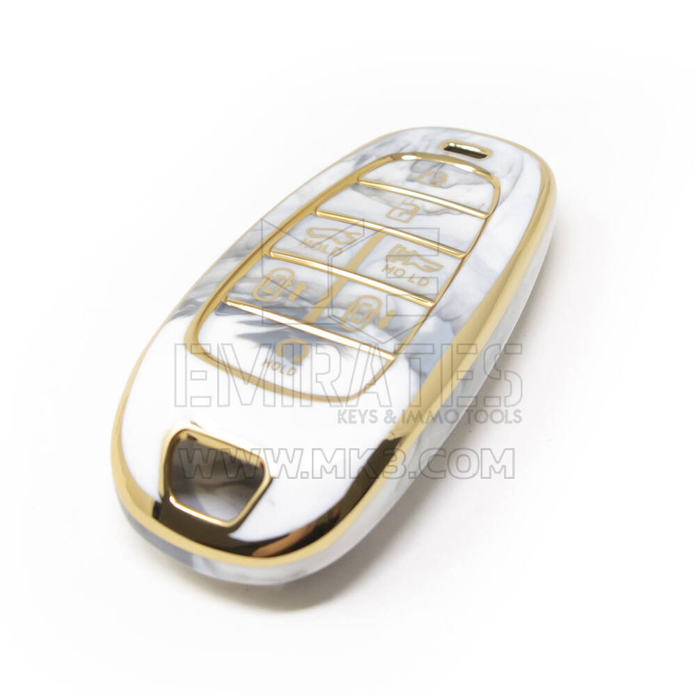 Nueva cubierta de mármol Nano de alta calidad del mercado de accesorios para llave remota Hyundai 7 botones Color blanco HY-H12J7 | Cayos de los Emiratos