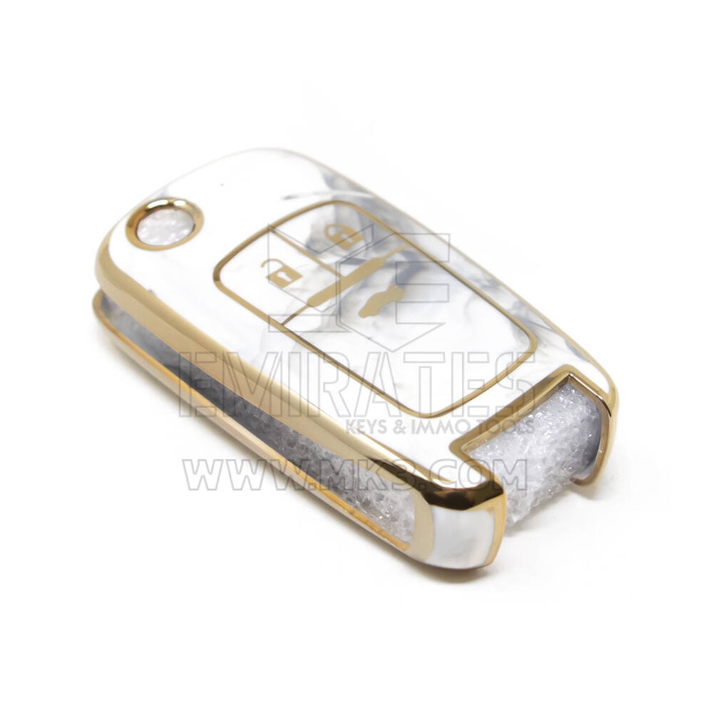 Novo aftermarket nano capa de mármore de alta qualidade para chevrolet flip remoto chave 3 botões cor branca CRL-A12J3 Chaves dos Emirados
