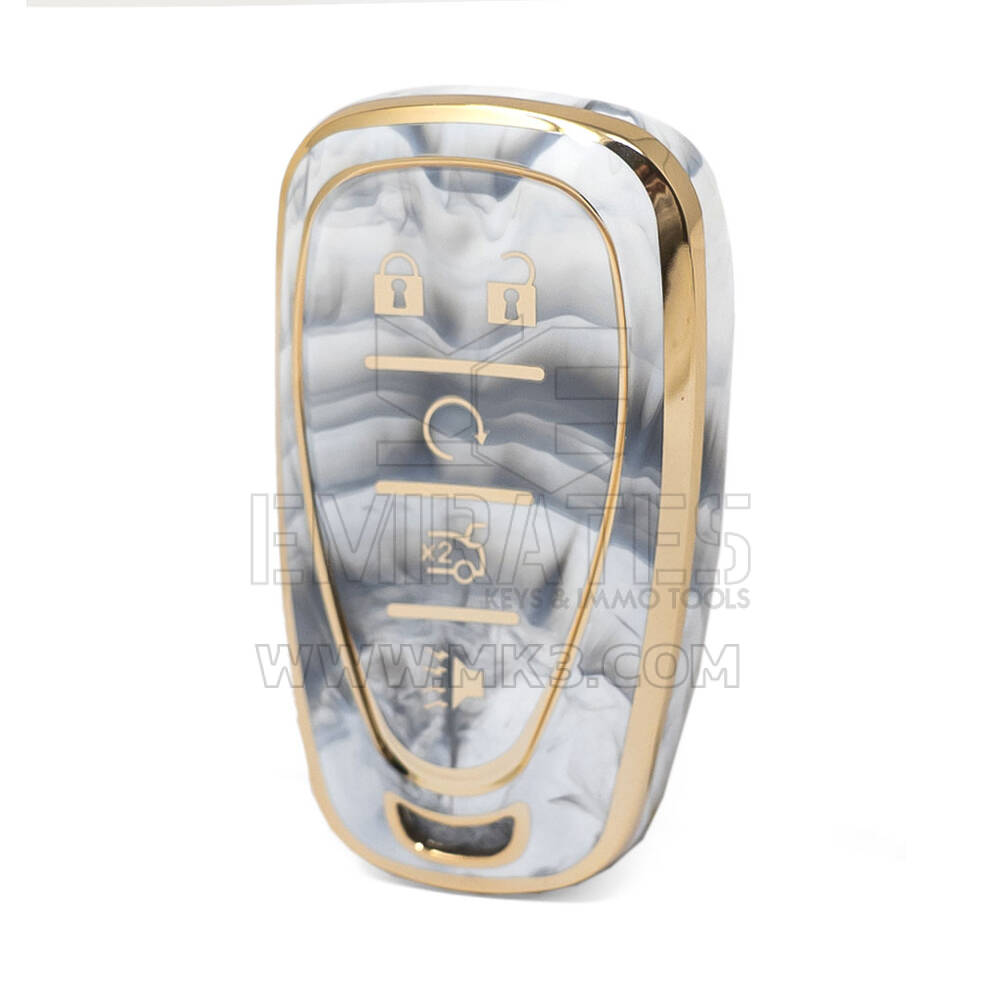 Capa de mármore nano de alta qualidade para chave remota Chevrolet 5 botões cor branca CRL-B12J5A