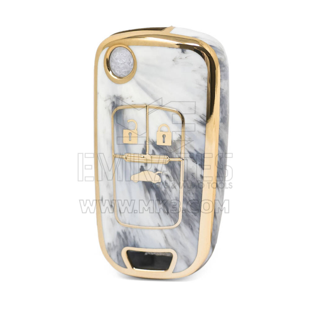 Capa de mármore nano de alta qualidade para Chevrolet Flip Remote Key 3 botões cor branca CRL-D12J