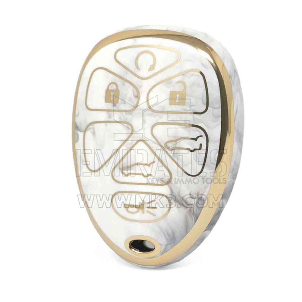 Capa de mármore nano de alta qualidade para chave remota Chevrolet 6 botões cor branca CRL-F12J6