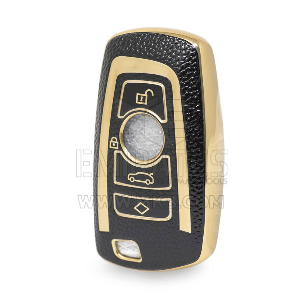 Nano Funda de cuero dorado de alta calidad para llave remota de BMW, 4 botones, Color negro, BMW-A13J4A
