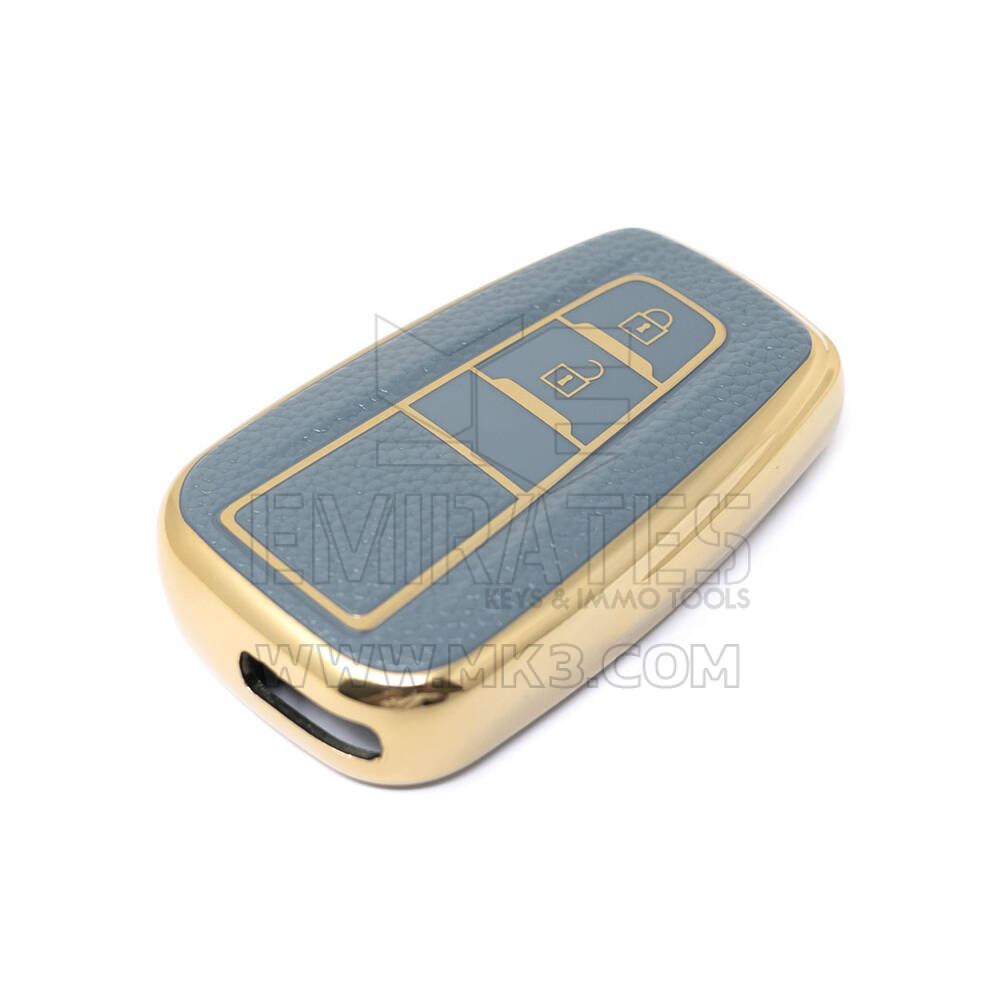 Nueva funda de cuero dorado Nano de alta calidad para llave remota de Toyota, 2 botones, Color gris, TYT-B13J2, nueva del mercado de accesorios | Cayos de los Emiratos