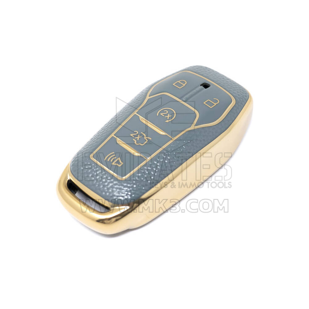 Novo aftermarket nano capa de couro dourado de alta qualidade para chave remota ford 5 botões cor cinza Ford-A13J | Chaves dos Emirados