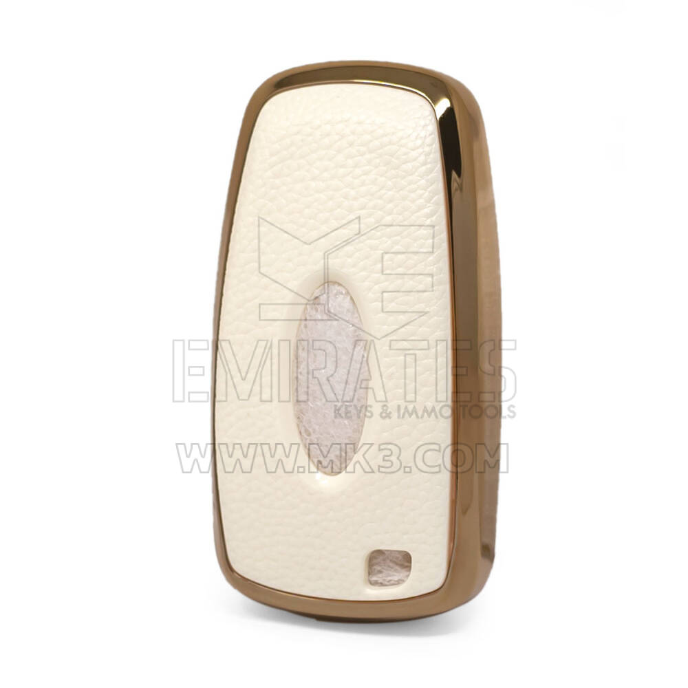 Capa de Couro Nano Dourada Ford Remote Key 4B Branco Ford-B13J4 | MK3