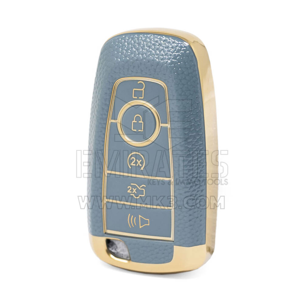 Capa de couro dourado nano de alta qualidade para chave remota Ford 5 botões cor cinza Ford-B13J5